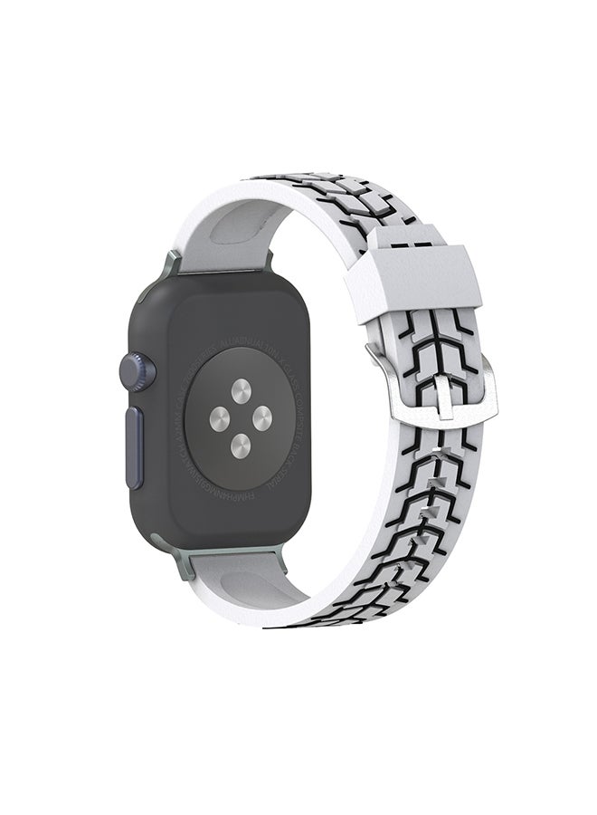 Fishbone Pattern Silicone Strap For Apple Watch Series 3/2/1 42mm White/Blue - Image 2