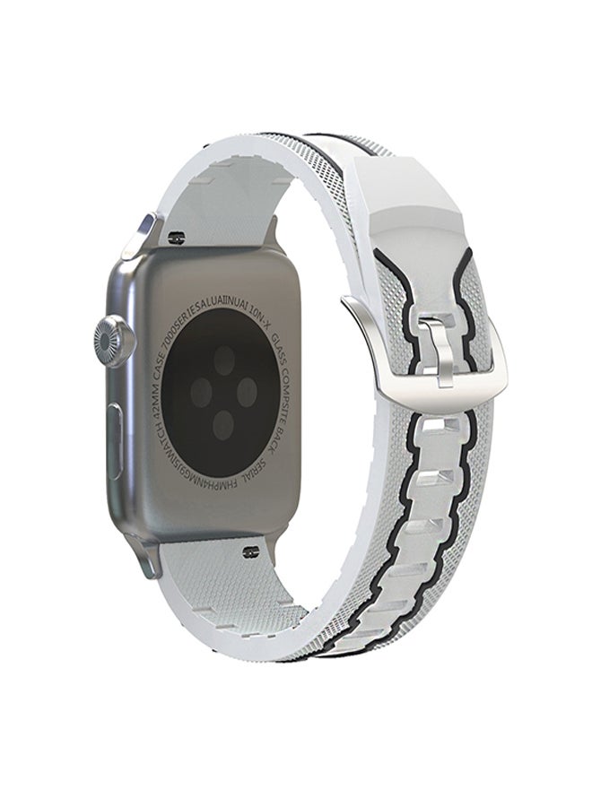 Electrocardiogram Pattern Silicone Strap For Apple Watch Series 3/2/1 42mm White - Image 2