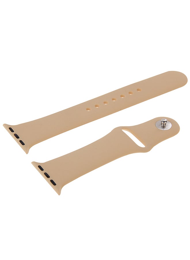 Silicone Sport Band With Pin-And-Tuck Closure For Apple Watch Sport 38mm Beige - Image 2