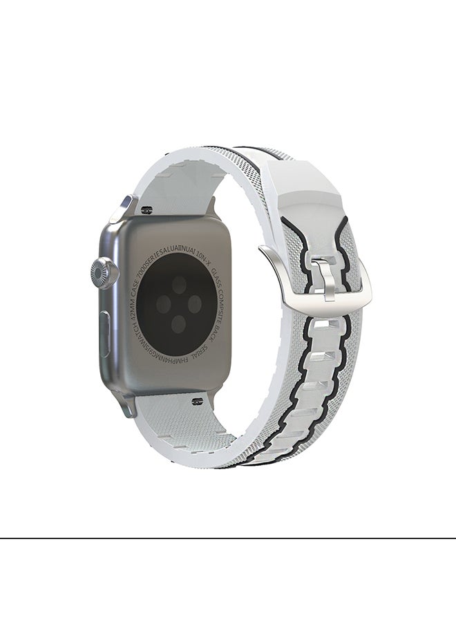 Electrocardiogram Pattern Silicone Strap For Apple Watch Series 3/2/1 38mm White - Image 2