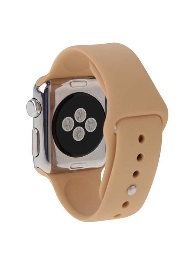 Rubber Sport Watch Band With Pin-And-Tuck Closure For Apple Watch 42mm Beige - Image 3