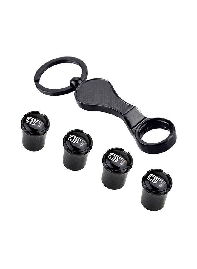 Generic 4-Piece Car Key Chain With Peugeot Logos Styling Tire Valve Caps Set - Image 1
