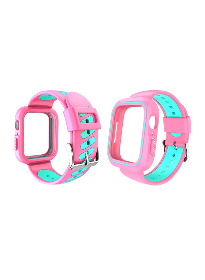 Replacement Band With Case For Apple Watch Series 5/4 44mm Pink/Green - Image 1