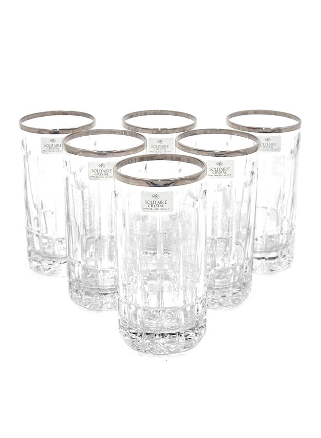 6-Piece Glass Set Clear/Silver 24x30x8cm