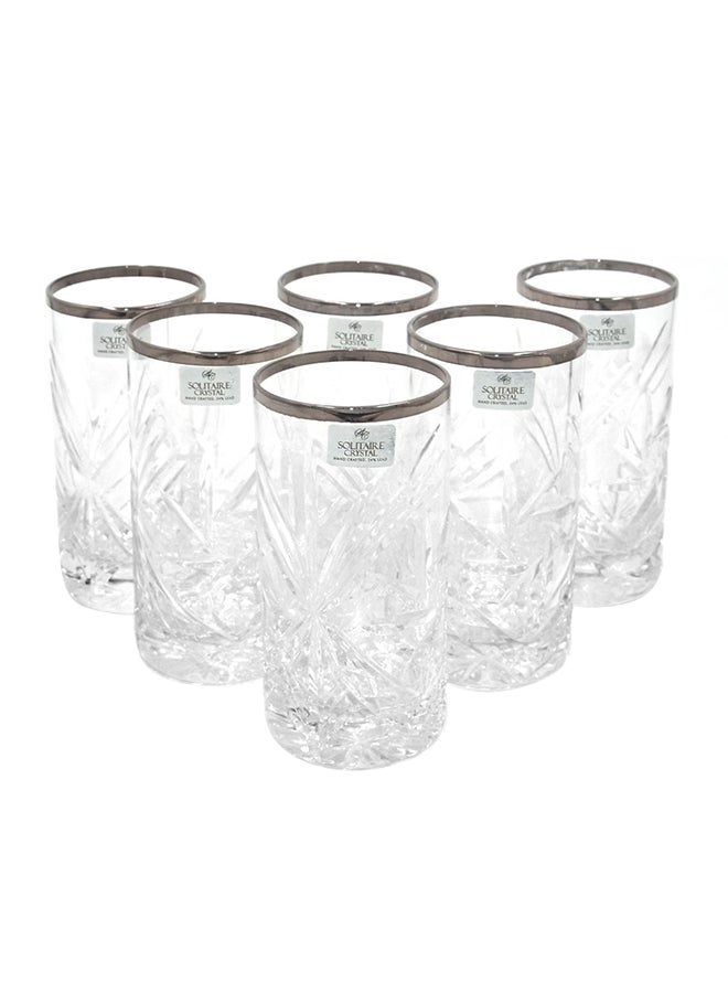 6-Piece Glass Set Clear/Silver 24x30x8cm