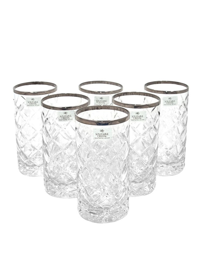 6-Piece Glass Set Clear/Silver 24x30x8cm