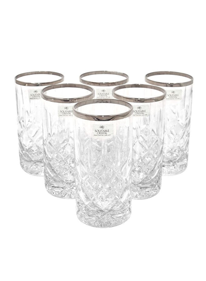 6-Piece Glass Set Clear/Silver 24x30x8cm