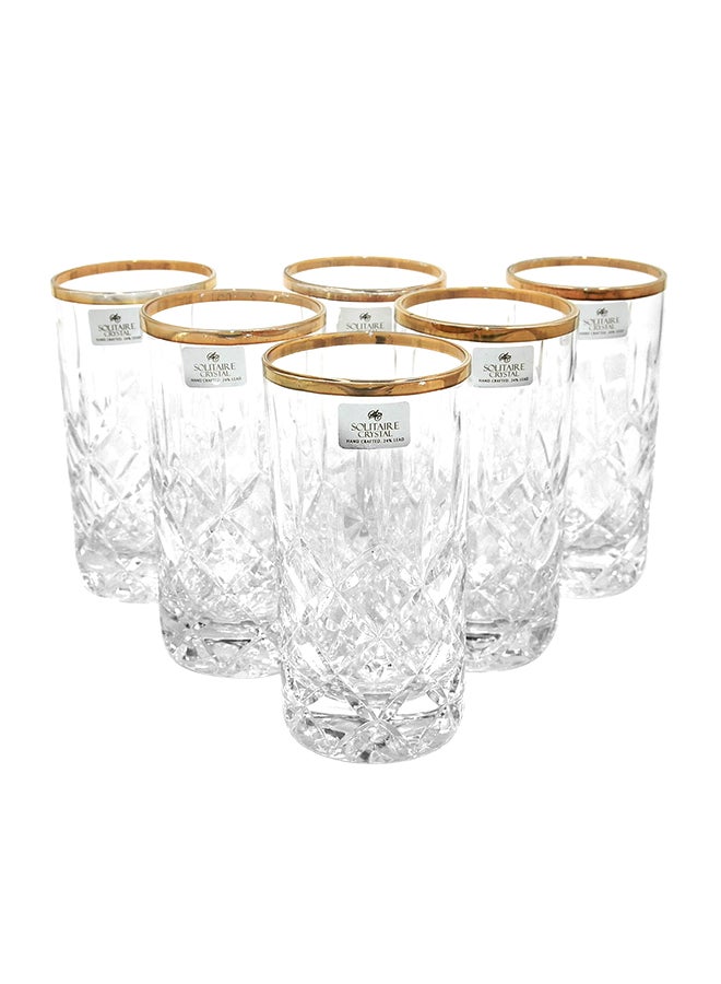 6-Piece Glass Set Clear/Gold 24x30x8cm