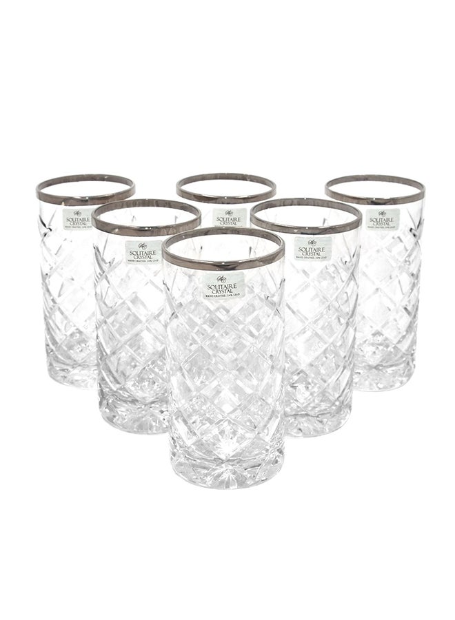 6-Piece Glass Set Clear/Silver 24x30x8cm