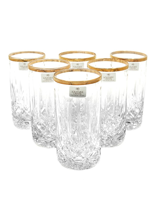 6-Piece Glass Set Clear/Gold 24x30x8cm