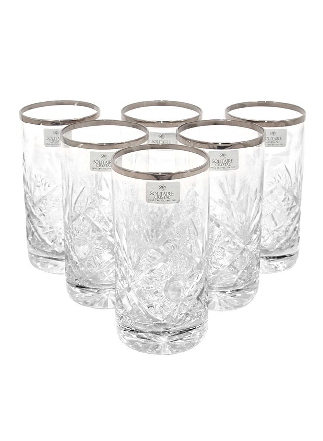 6-Piece Glass Set Clear/Silver 24x30x8cm