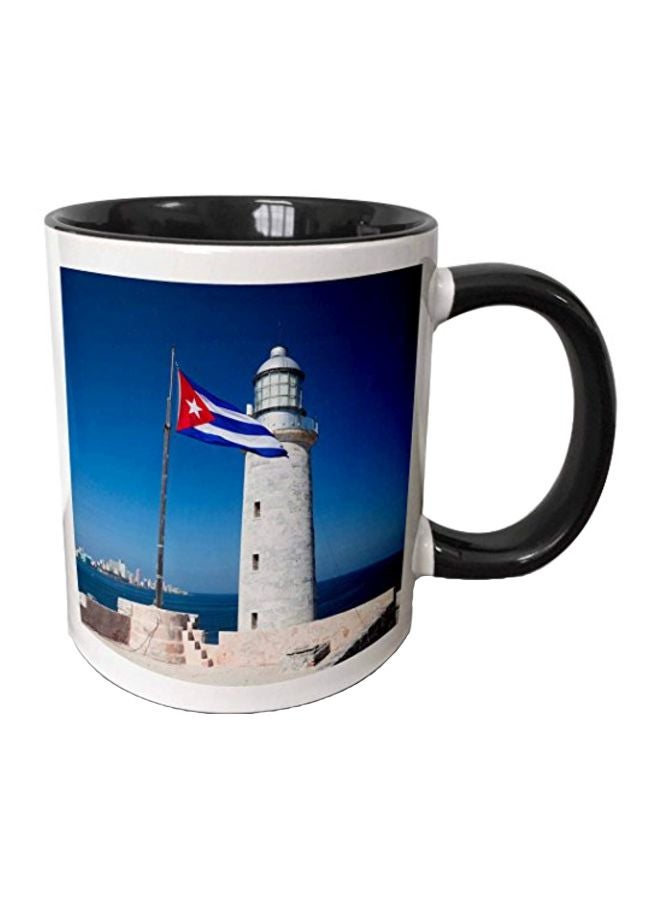 3Dروز مج من السيراميك بطبعة أزرق/ أبيض/أحمر