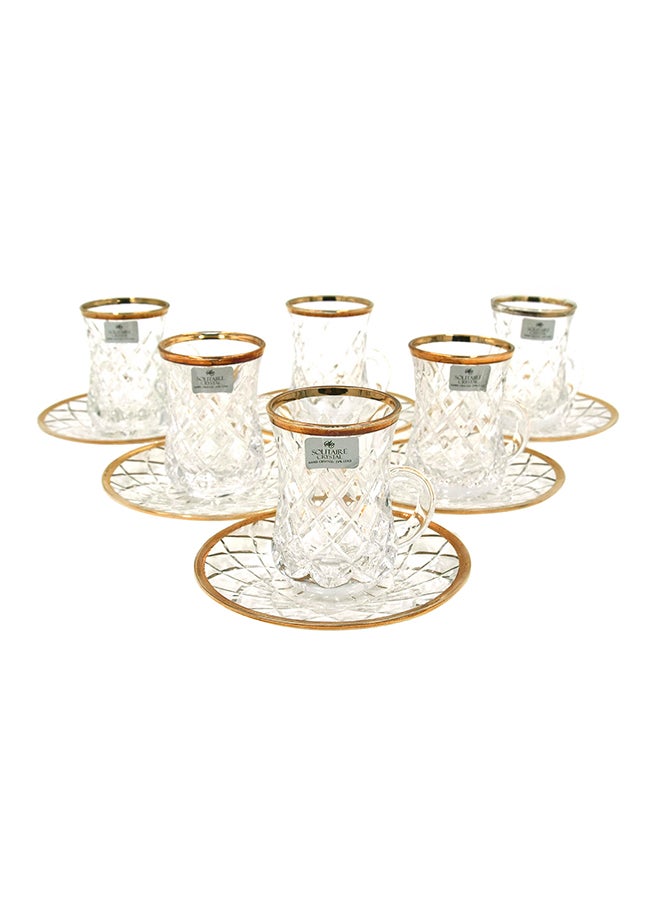 12-Pieces Estican Set Clear/Gold 20x38x8cm