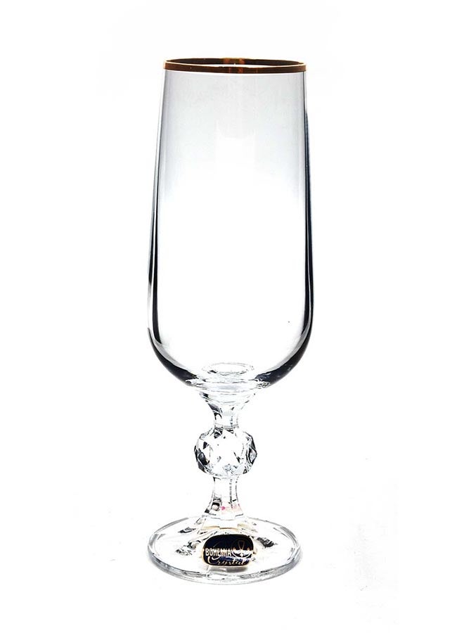 BOHEMIA - Gold Plated Flute Claudia Glass Clear/Gold 180ml - Image 1
