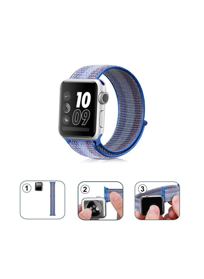 Ozone Replacement Band For Apple Watch Series 4/3/2/1 40/38 mm Striped Lake Blue - Image 3