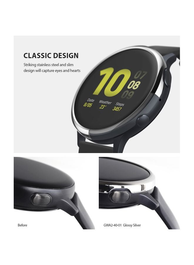 Ringke Protective Ring Cover For Samsung Galaxy Watch Active 2 40mm Clear/Silver - Image 2