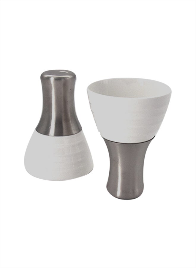 فينوس طقم كاسات آيس كريم مكون من قطعتين أبيض/فضي Standard