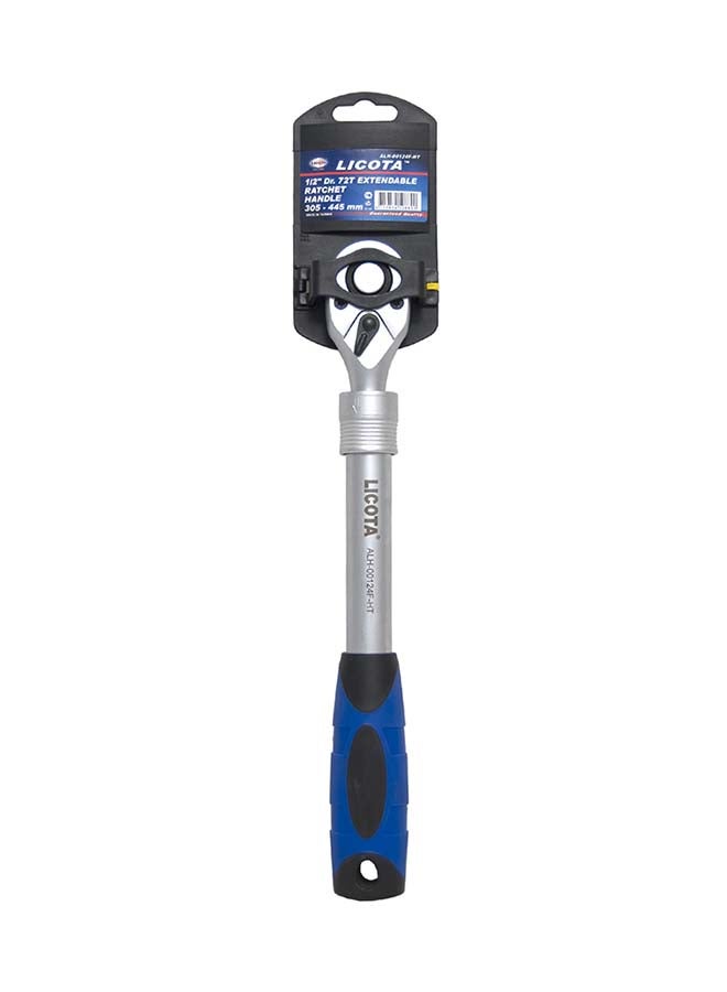 LICOTA - 1/2-Inch Drive Extendable 72-Teeth Ratchet Handle Silver/Blue 30x3x2.7cm - Image 1