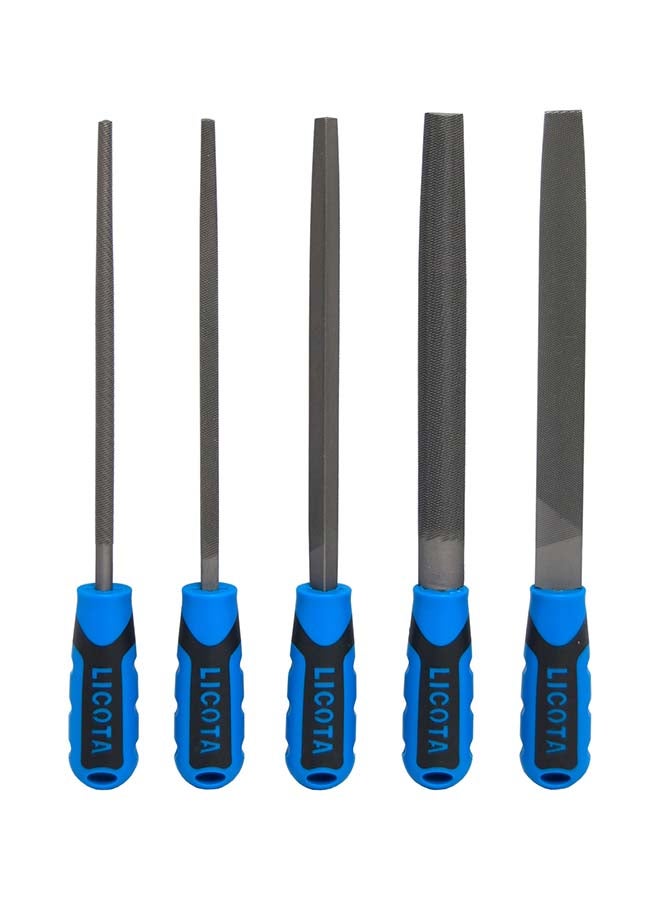 LICOTA 5-Piece Steel File Set Blue/Grey 8inch  - Image 1