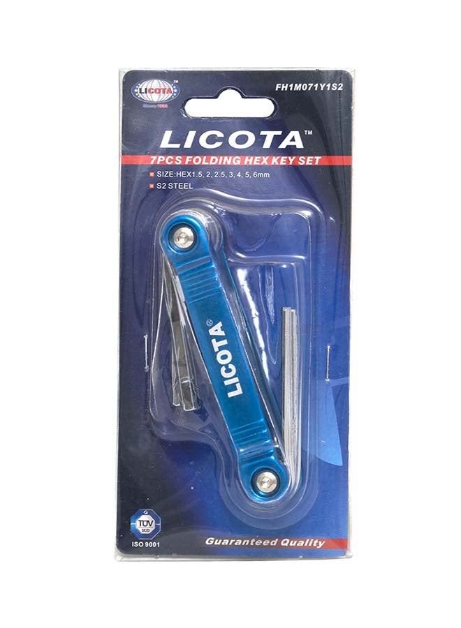 LICOTA 7-Piece Folding Hex Key Set Blue/Silver 16.5X8X5cm - Image 3