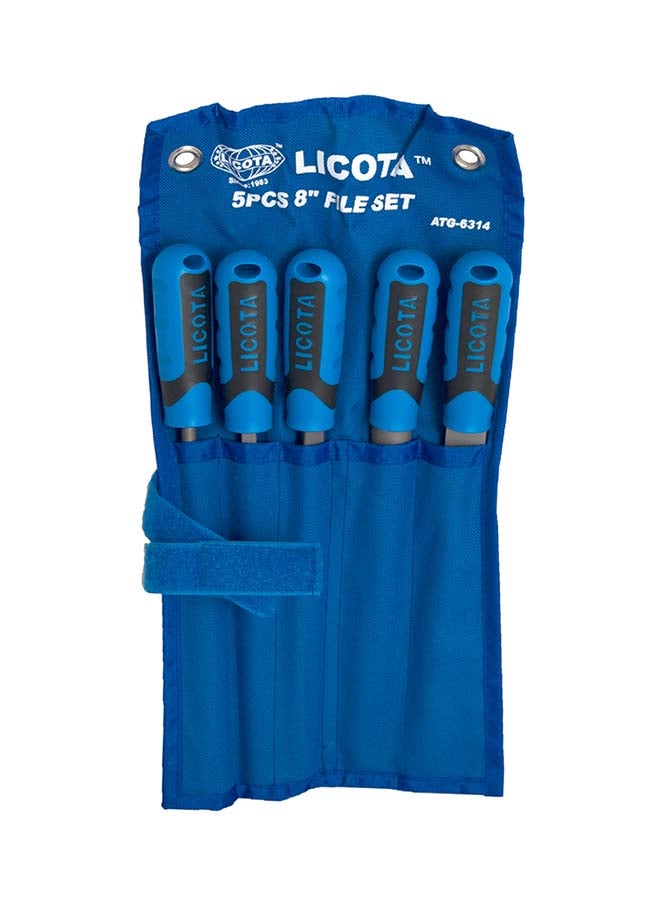 LICOTA 5-Piece Steel File Set Blue/Grey 8inch  - Image 3