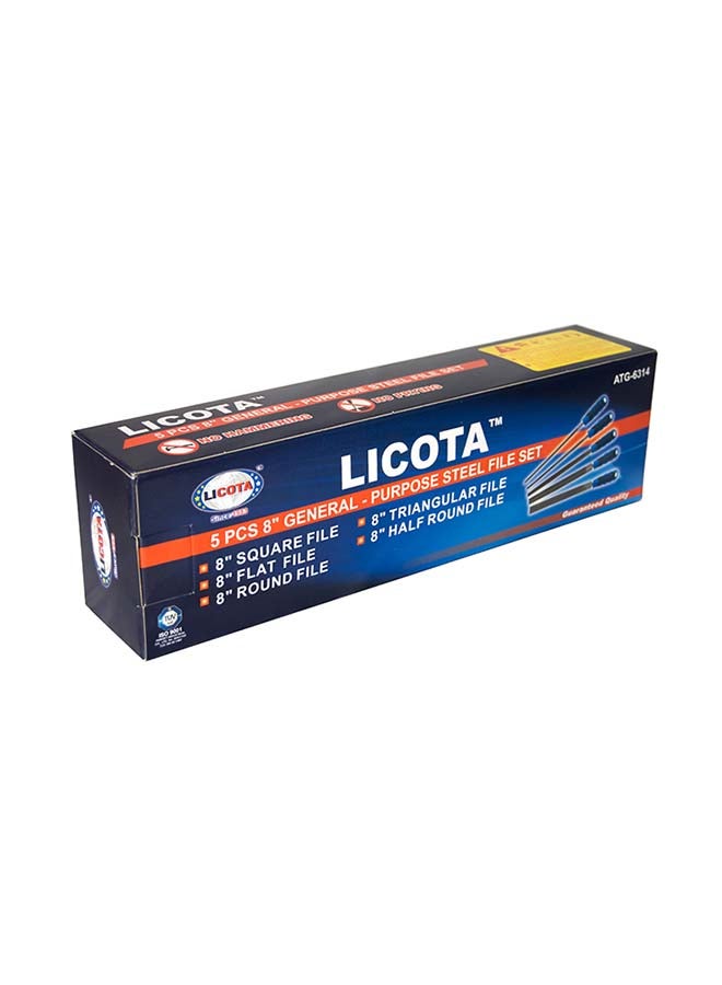 LICOTA 5-Piece Steel File Set Blue/Grey 8inch  - Image 4