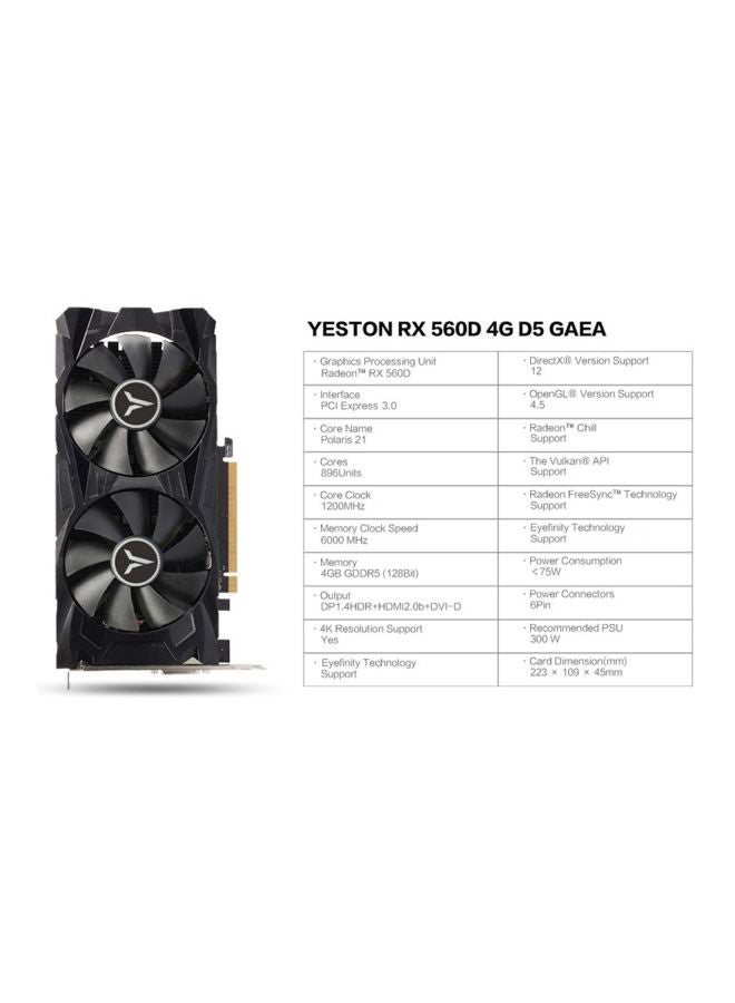 yeston Radeon RX 560D 4GB Graphic Card Black  - Image 3