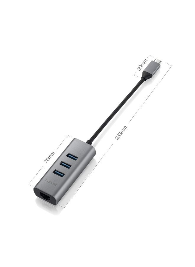 Minix - USB-C Multiport Adapter For Windows/Mac/Chrome OS Grey/Black - Image 1
