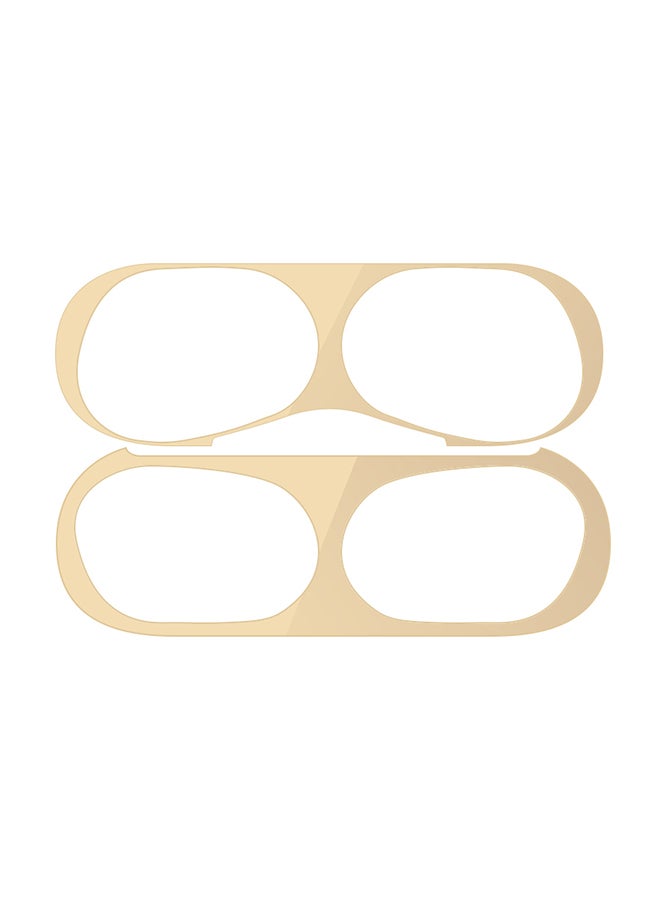 Generic - 2-Piece Metal Dust Guard Sticker For Apple AirPods Pro 3 Case Gold - Image 1