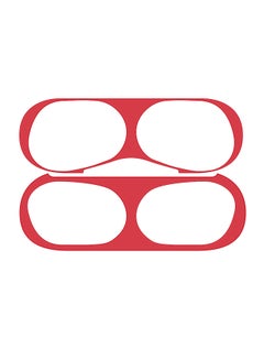 Generic 2-Piece Metal Dust Guard Sticker For Apple AirPods Pro 3 Case Red  - Image 1