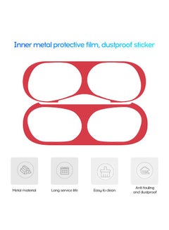 Generic 2-Piece Metal Dust Guard Sticker For Apple AirPods Pro 3 Case Red  - Image 2