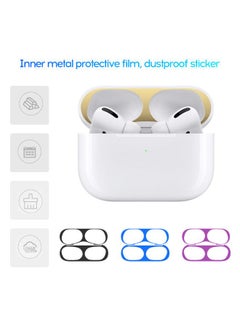 Generic 2-Piece Metal Dust Guard Sticker For Apple AirPods Pro 3 Case Gold  - Image 2
