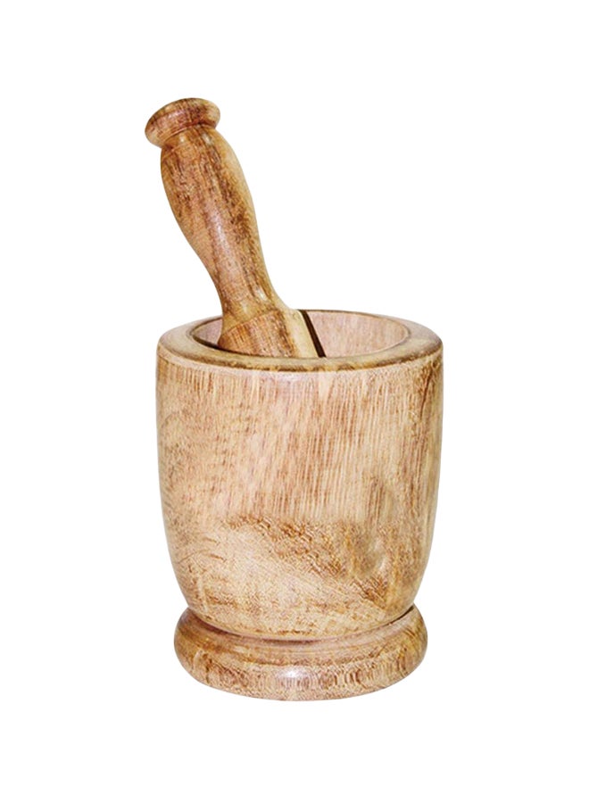 RAJ Wooden Mortar With Pestle Brown 12cm 