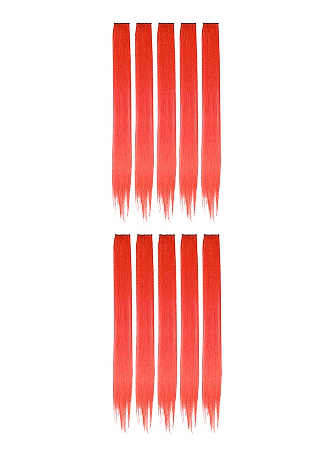 10-Piece Straight Long Hair Highlights Extension Set Red 20 x 1.2inch