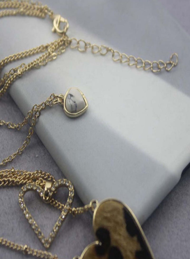 Alloy Diamond Three-Layer Heart Shaped Pendent Necklace  - Image 2