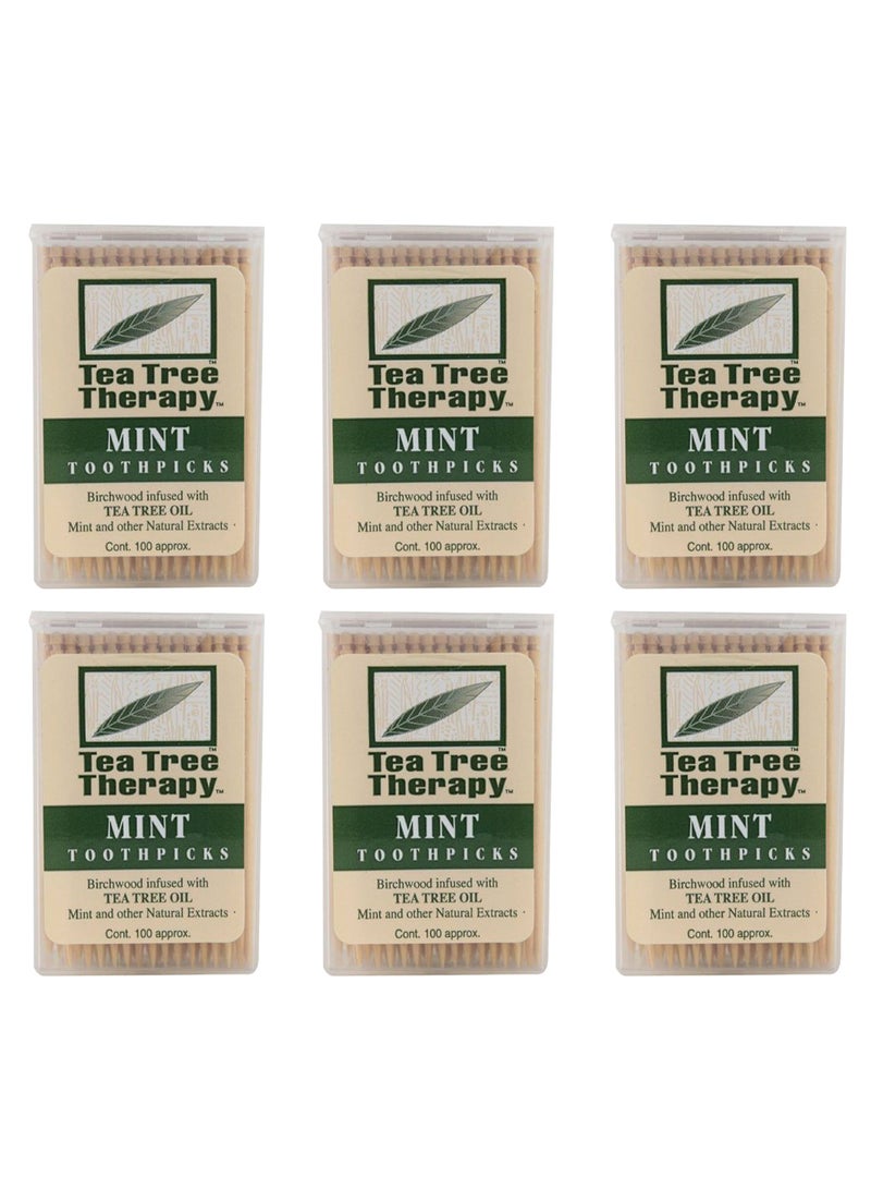 Tea Tree Therapy Pack Of 6 Menthol Toothpicks