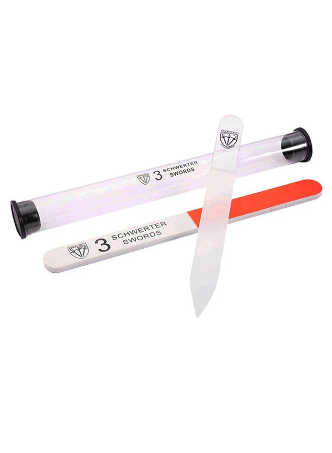 3 Swords Germany Double Sided Nail File With Nail Buffer And Tube Case White/Orange/Black - Image 2