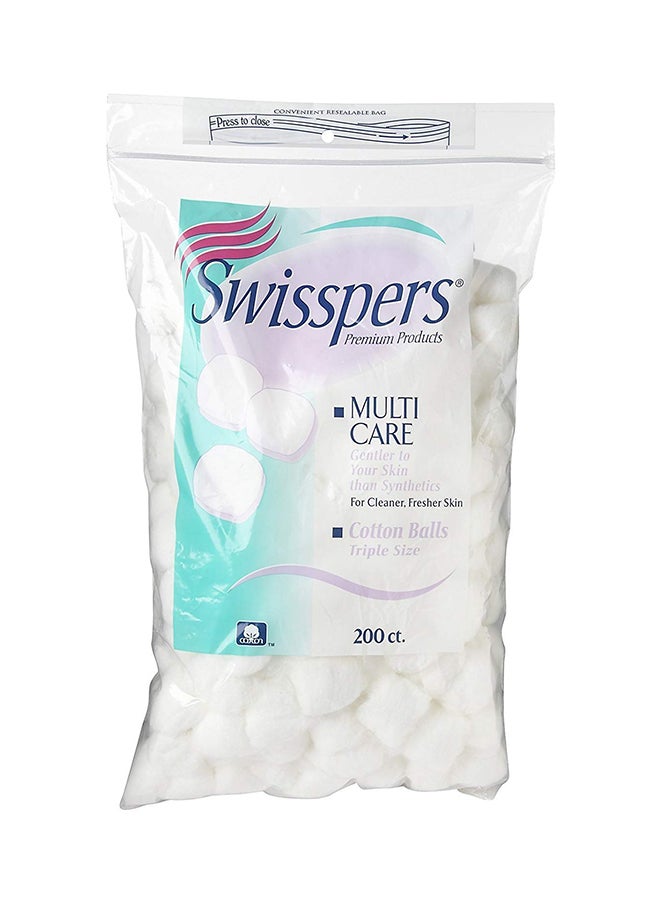 Swisspers 200-Piece Multicare Cotton Balls Set White 15X2.5X10