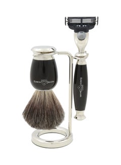 Edwin Jagger Simulated Ebony And Nickel Shaving Set Black/Silver  - Image 1