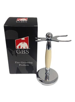 G.B.S Shaving Brush And Razor Stand Silver/Beige  - Image 1
