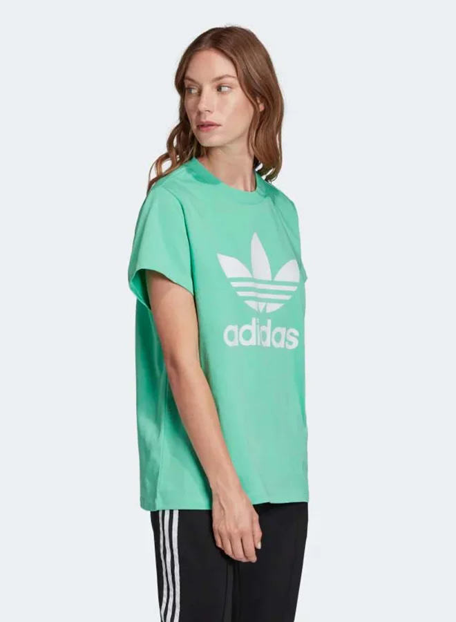 adidas Originals Boyfriend Trefoil T-Shirt in Green Prism Mint/White