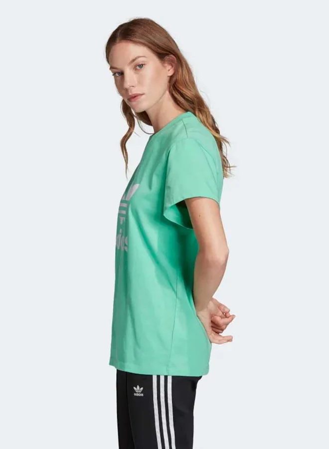 adidas Originals Boyfriend Trefoil T-Shirt in Green Prism Mint/White