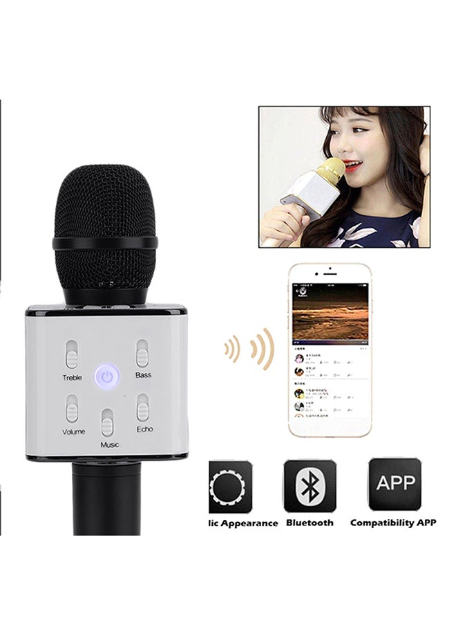 Generic Q7 Bluetooth Karaoke Microphone With Speaker wireless-microphone-black Black/White  - Image 5