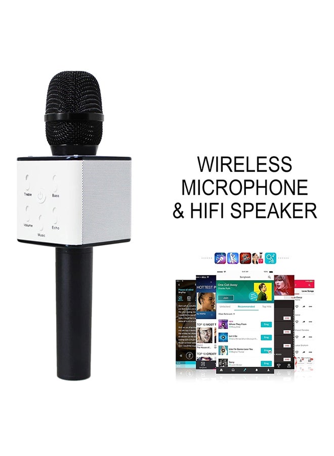 ماركة غير محددة - ميكروفون كاريوكي Q7 بخاصية البلوتوث مع مكبر صوت wireless-microphone-black أسود/ أبيض - Image 1
