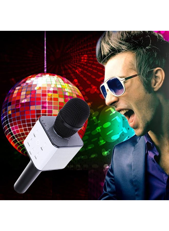 ماركة غير محددة - ميكروفون كاريوكي Q7 بخاصية البلوتوث مع مكبر صوت wireless-microphone-black أسود/ أبيض - Image 1