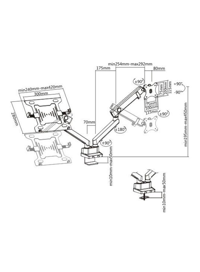 NEWSTAR Slim Pole Mechanical Spring Monitor Arm Black - Image 2