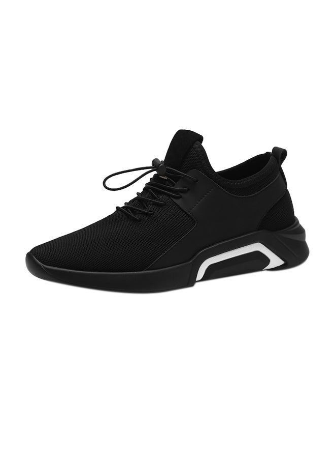 Lace Up Closure Lightweight Low Top Sneakers Black - Image 1