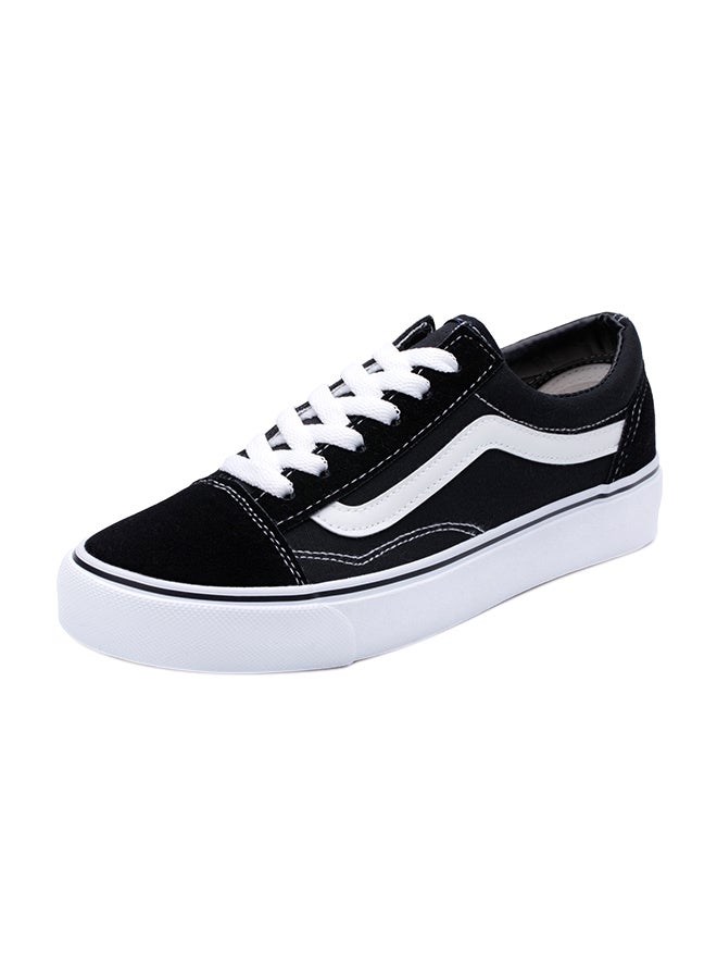 Lace Up Closure Lightweight Low Top Sneakers Black - Image 1