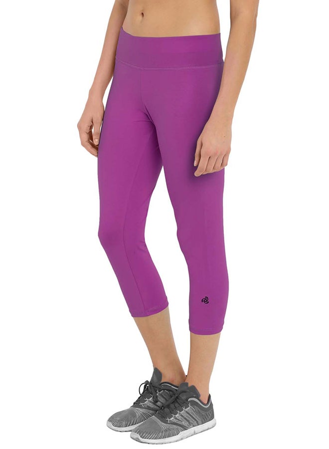 JOCKEY Solid Capri Sport Tights Purple  - Image 3