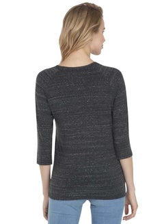 JOCKEY Three Quarter Sleeve T-Shirt Black Snow Melange  - Image 2